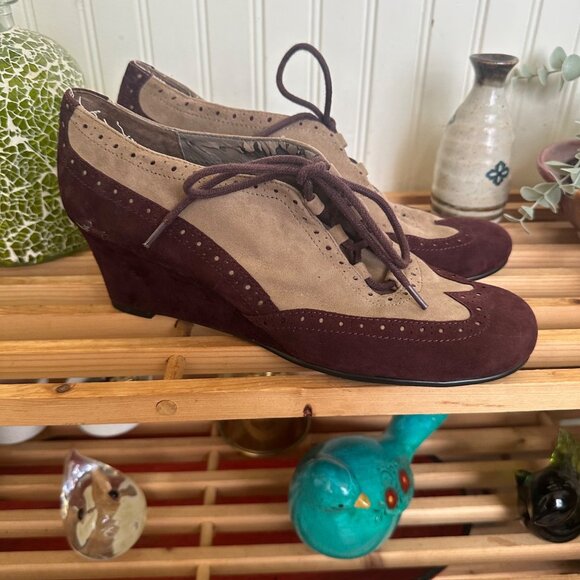 Aerosoles Sunburst Woman's Leather Wedge Lace Up Shoe Size 9.5 - Picture 1 of 12